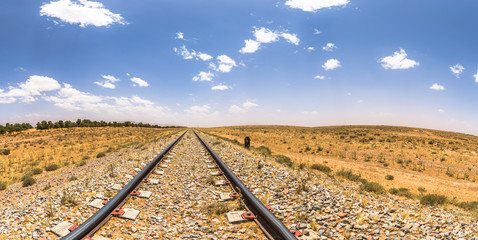 Wall Mural - Algeria - June 04, 2017: Railway tracks on the countryside of Algeria