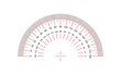 © svitlananiko - Protractor. Protractor grid for measuring degrees. Tilt angle meter. Measuring tool. AI10