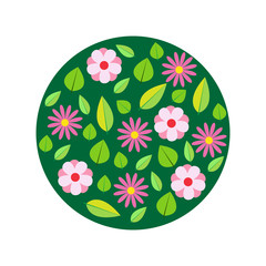 Canvas Print - Spring flowers, circle pattern. Vector illustration.