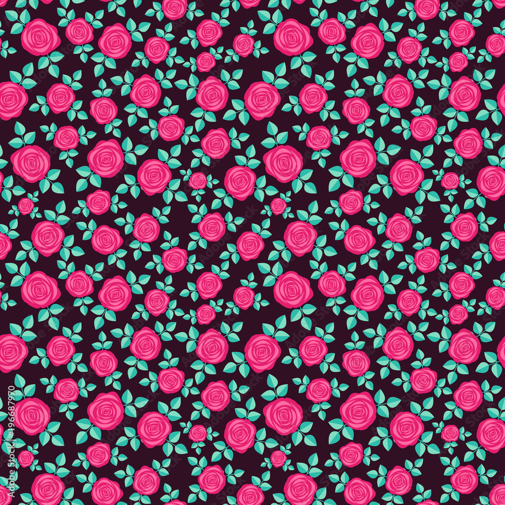 Seamless elegant floral pattern with red roses on black background ...