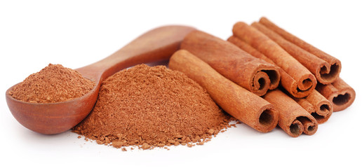 Poster - Fresh aromatic cinnamon with powder spice