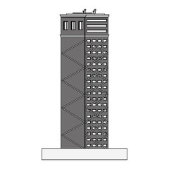 Sticker - Pixelated building isolated vector illustration graphic design