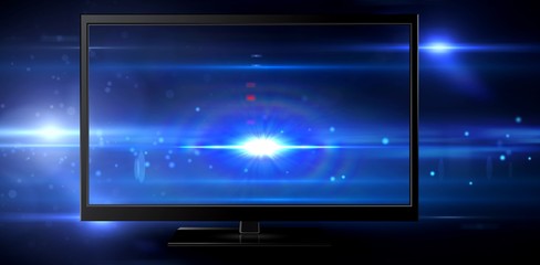 Poster - Composite image of close-up of blank computer monitor