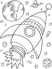 Wall Mural - Outer Space Rocket Vector Illustration 