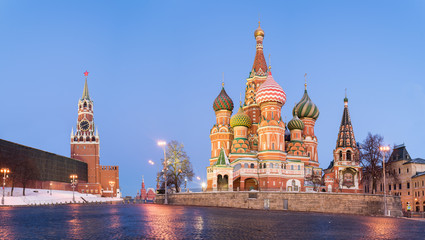 MOSCOW, RUSSIA: Panoramic view of Saint Basil Cathedral.