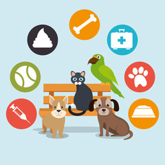 Canvas Print - cute mascots pet shop icons