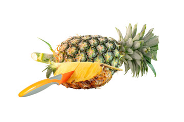 Wall Mural - The Pineapple were placed on a white background.