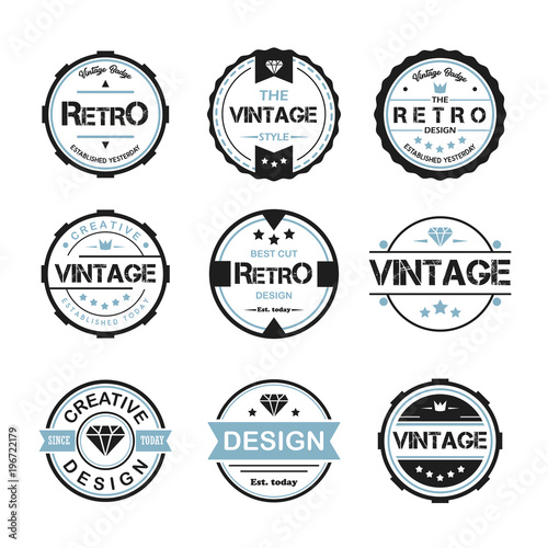 round vintage retro logo badge design illustration,vintage design style ...