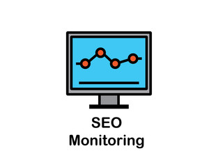 Wall Mural - monitor icon search engine optimization cartoon design illustration.cartoon design style, designed f