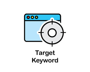 Wall Mural - target keyword icon search engine optimization cartoon design illustration.cartoon design style, des