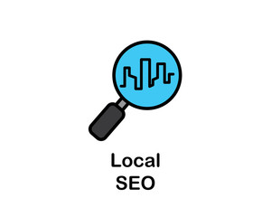 Wall Mural - magnifier icon search engine optimization cartoon design illustration.cartoon design style, designed