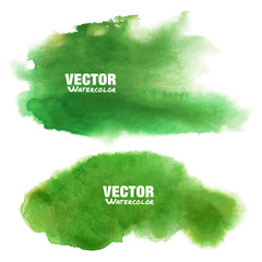 Wall Mural - set of bright green - yellow spring watercolor vector grunge stains isolated on white background wit