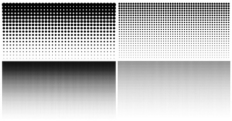 Wall Mural - set of vertical gradient halftone dots backgrounds, horizontal templates using halftone dots pattern