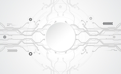 Abstract technological background concept with various technology elements. Vector tech circle and technology background, speed communication concept. All in a single layer. Vector Illustration.