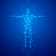 Wall Mural - Abstract human body with molecules DNA.