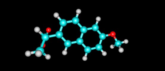 Poster - Naproxen structure isolated on black background