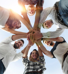 Canvas Print - business team with hands clasped together