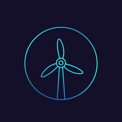 Poster - wind turbine icon, windmill linear vector