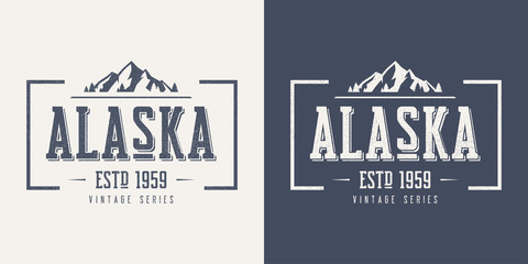 alaska state textured vintage vector t-shirt and apparel design,