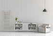 © srijaroen - 3D rendering of living Room Interior with armchair, plants, lamp, cabinet