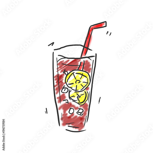 コーラレモンスライス入り アルコール ジュース 飲み物のゆるいオシャレイラスト Stock Illustration Adobe Stock