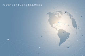 Poster - Virtual Graphic Background Communication with World Globe. A sense of science and technology. Digital data visualization. Vector illustration