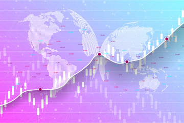 Poster - Stock market and exchange. Candle stick graph chart of stock market investment trading. Stock market data. Bullish point, Trend of graph. Vector illustration.