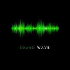 Poster - Audio wave. Sound beat line. Music equalizer on dark background. Vector illustration