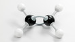 Ethene molecule model with white and black balls for chemistry class