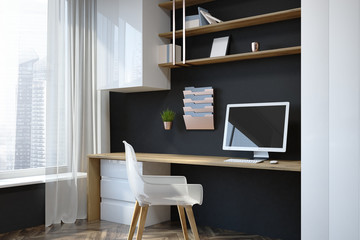 Poster - Black home office workplace corner