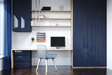 Poster - White home office workplace