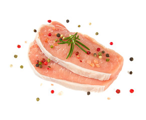 Poster - sliced raw meat isolated on white