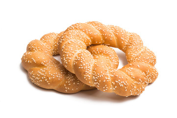 Wall Mural - bagel with sesame seeds isolated