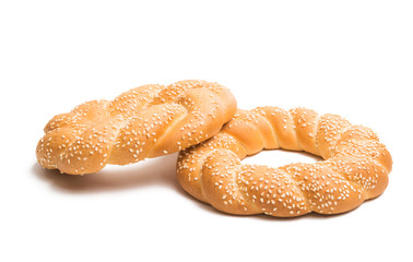 Wall Mural - bagel with sesame seeds isolated