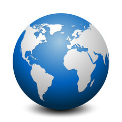 Wall Mural - blue globe with continents - stock vector