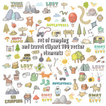 Vector Set Of Camping And Travel Clipart