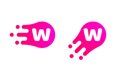 Poster - Letter W logo template of abstract liquid bubble shape for modern company. Vector creative Z logo in motion speed simple futuristic icon design for internet communication technology or application
