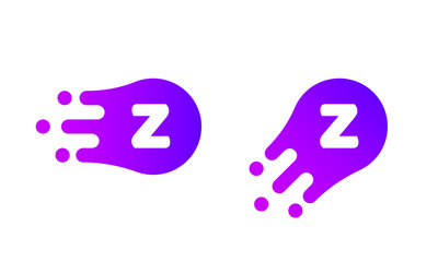 Poster - Letter Z logo template of abstract liquid bubble shape for modern company. Vector creative Z logo in motion speed simple futuristic icon design for internet communication technology or application