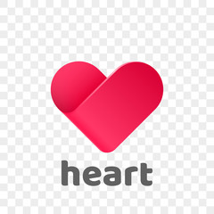Poster - Heart logo vector icon. Isolated modern heart symbol for cardiology medical center or charity, Valentine love or wedding greeting card fashion design for web social net application