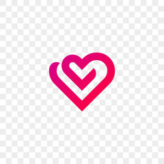 Poster - Heart logo vector icon. Isolated modern heart symbol for cardiology medical center or charity, Valentine love or wedding greeting card fashion design for web social net application