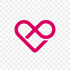 Poster - Heart logo vector infinity loop icon. Isolated modern heart symbol for cardiology medical center or charity, Valentine love or wedding greeting card fashion design for web social net application
