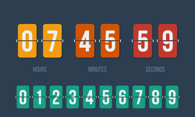Poster - flip countdown clock counter timer. vector time remaining count down flip board with scoreboard of d
