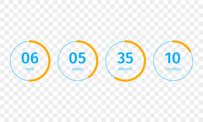 Poster - countdown clock counter timer. vector digital count down meter circle board with circle time pie dia