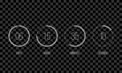Poster - vector countdown circle clock counter timer. vector digital count down circle board with circle time
