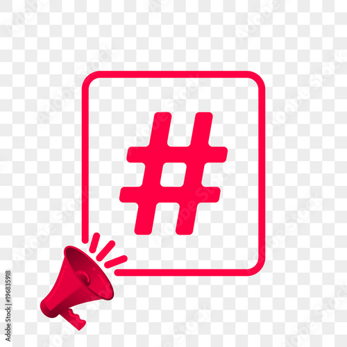 Hashtag Symbol Message Quote In Megaphone Badge Isolated On