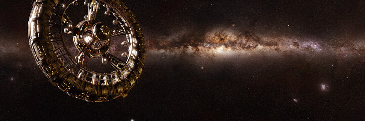 space station and the beautiful milky way galaxy