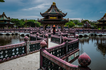 Temple on a lake, Ancient Siam, Thailand