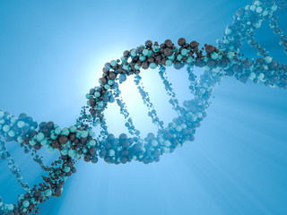 DNA chain. Abstract scientific background. 3D rendering