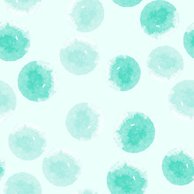 Abstract Geometric Seamless Pattern With Circles  In Mint Color. Modern Abstract Design For Paper, Cover, Fabric, Interior Decor And Other Users. Ideal For Baby Boy Or Girl Design.
