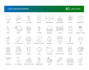 Sticker - Line icons set. Cafe and Restaurant pack. Vector Illustration